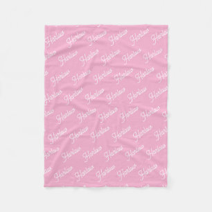 Bubblegum Pink Custom Kids Name Repeat Fleece Blanket