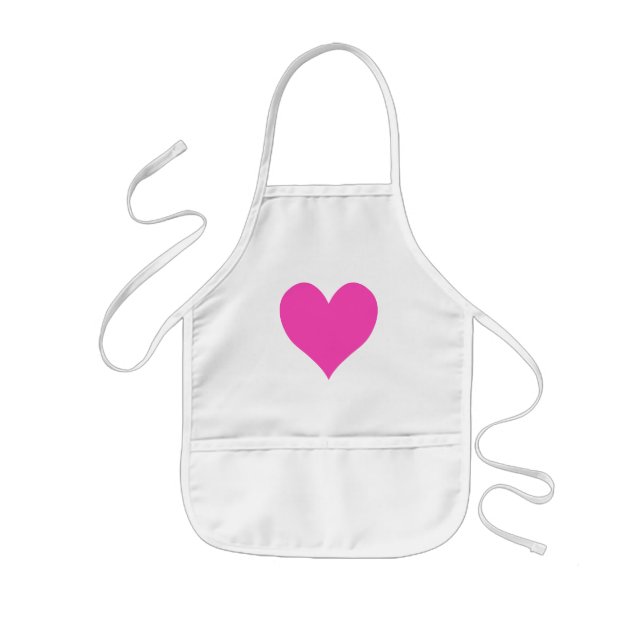 Bubblegum Pink Cute Heart Shape Kids Apron (Front)
