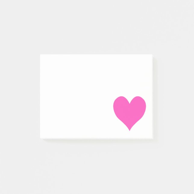 Bubblegum Pink Cute Heart Shape Post-it Notes (Front)