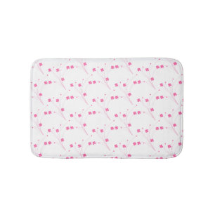 Bubblegum Pink Flowers, Small Floral Print Bath Mat