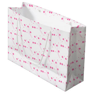 Bubblegum Pink Flowers, Small Floral Print Large Gift Bag