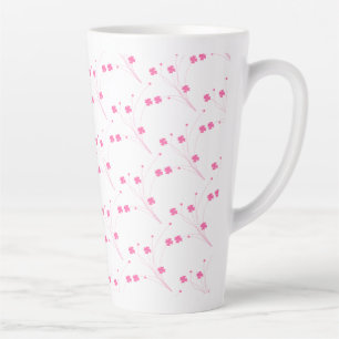 Bubblegum Pink Flowers, Small Floral Print Latte Mug