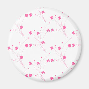 Bubblegum Pink Flowers, Small Floral Print Magnet