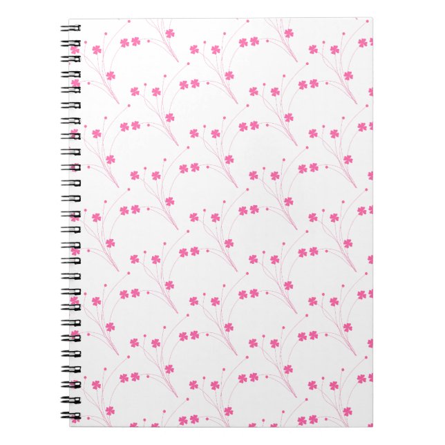 Bubblegum Pink Flowers, Small Floral Print Notebook (Front)