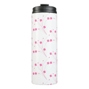 Bubblegum Pink Flowers, Small Floral Print Thermal Tumbler