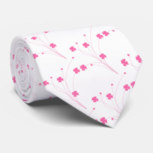 Bubblegum Pink Flowers, Small Floral Print Tie
