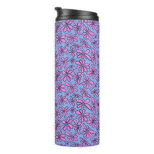 Bubblegum pink free spirit floral small scale thermal tumbler