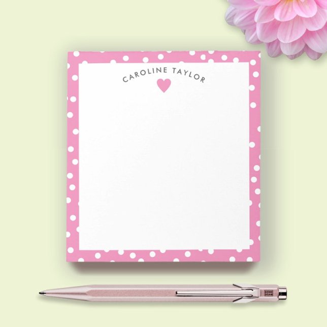 Bubblegum Pink Heart & Dots Cute Girly Notepad (Creator Uploaded)