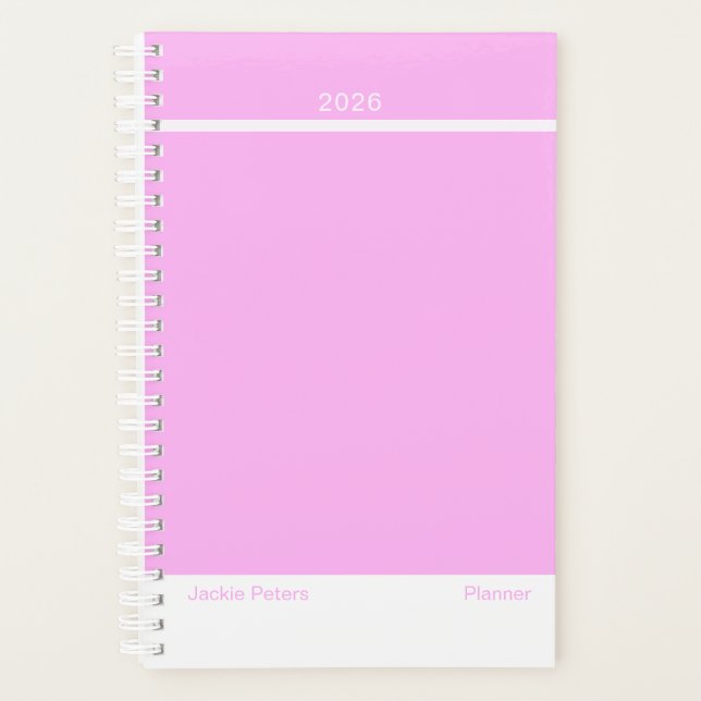 Bubblegum Pink Minimalist Planner (Front)