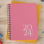 Bubblegum Pink Personal 2024 Weekly Planner<br><div class="desc">Simple personal stationery 2024 annual planner with bubblegum pink cover. Annual planner (12 months) with open monthly overviews and weekly planning sheets. Contact for assistance in personalising.</div>