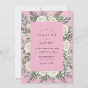 Bubblegum Pink Petal Wedding Invitation