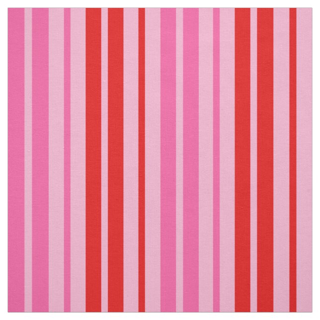 Bubblegum Pink Red Vertical Stripes Design   Fabric (Swatch)