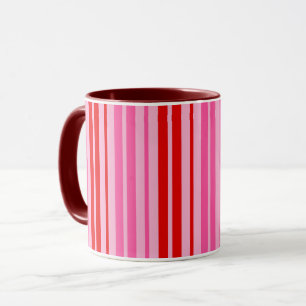 Bubblegum Pink Red Vertical Stripes Design Mug