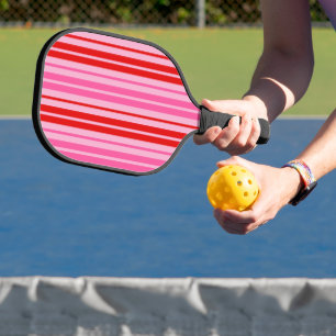Bubblegum Pink Red Vertical Stripes Design   Pickleball Paddle