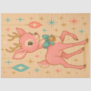 Bubblegum Pink Reindeer Retro Christmas Kitschy Tissue Paper