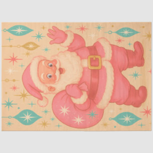 Bubblegum Pink Santa   Retro Mid-Century Christmas Tissue Paper