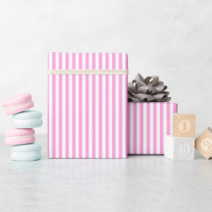 Bubblegum Pink & White Stripes Wrapping Paper