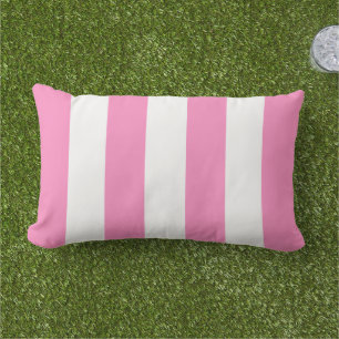 Bubblegum Pink White Wide Cabana Stripe Lumbar Cushion