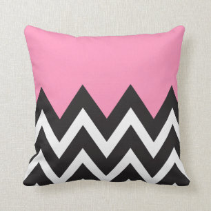Bubblegum Pink with black and white Chevron Cushion