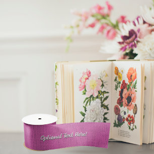 Bubblegum Pink with White Text - Fun Knitted Look Satin Ribbon