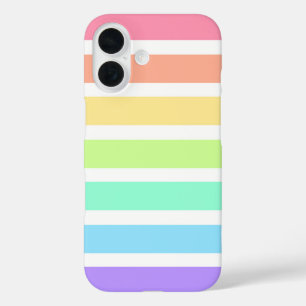 Bubblegum rainbow and white stripes Case-Mate iPho iPhone 16 Case