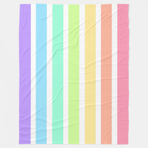 Bubblegum rainbow and white stripes fleece blanket