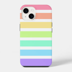 Bubblegum rainbow and white stripes iPhone 14 case