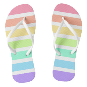 Bubblegum rainbow and white stripes jandals