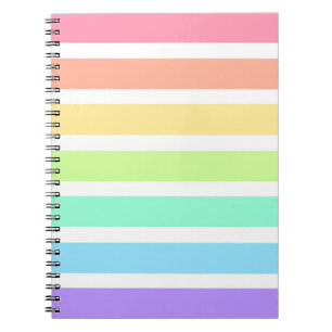 Bubblegum rainbow and white stripes notebook