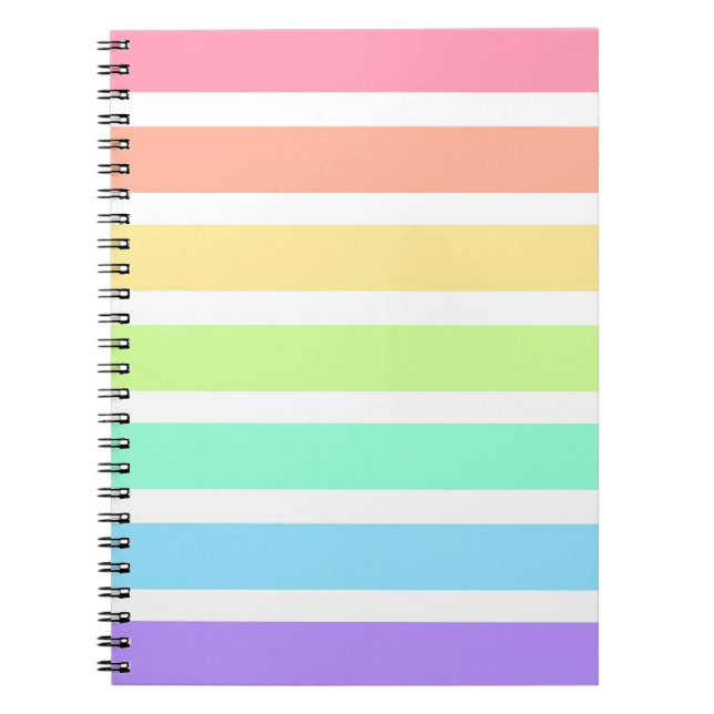 Bubblegum rainbow and white stripes notebook (Front)