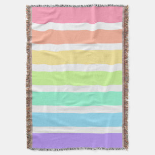 Bubblegum rainbow and white stripes throw blanket