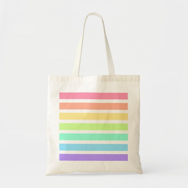 Bubblegum rainbow and white stripes tote bag (Front)