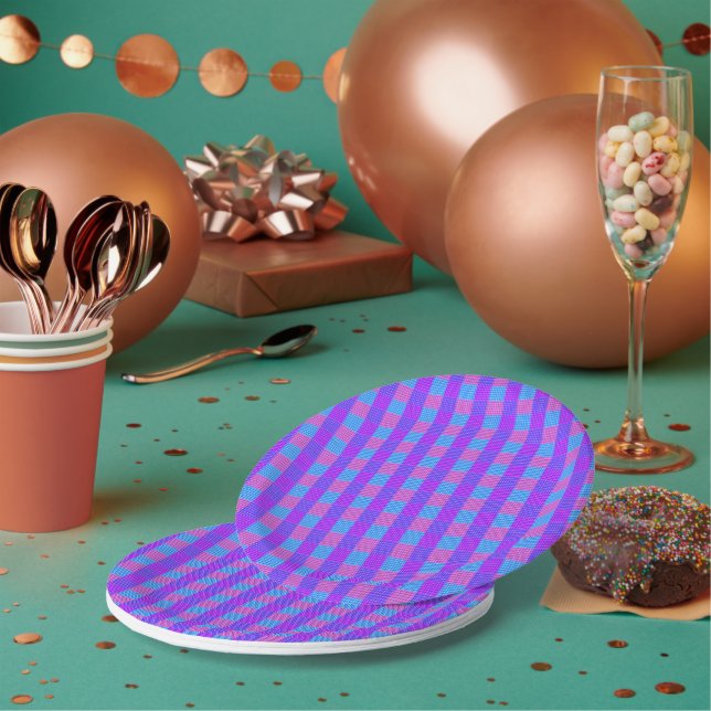 Bubblegum Tartan Print, Paper Plate (Multi)