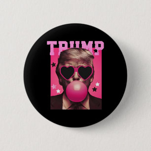 Bubblegum Trump Blowing Bubble Gum Christmas Pink  6 Cm Round Badge