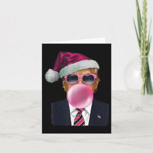 Bubblegum Trump Blowing Bubble Gum Christmas Pink  Card