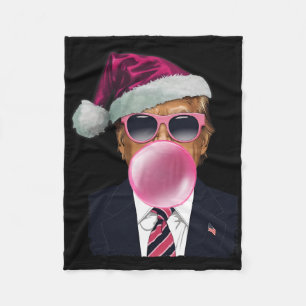 Bubblegum Trump Blowing Bubble Gum Christmas Pink Fleece Blanket