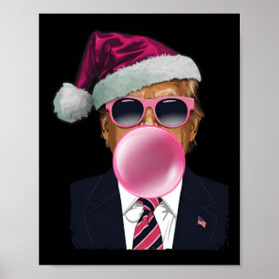 Bubblegum Trump Blowing Bubble Gum Christmas Pink Poster