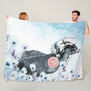 Bubblegum  Watercolor Pygmy Mum - Baby GetYerGoat™ Fleece Blanket