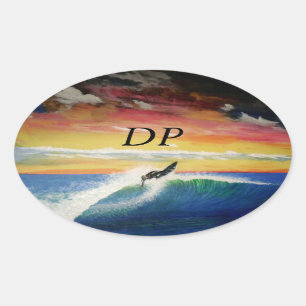 Bubblepacific bumper stickers, DP roofer surfer gi Oval Sticker
