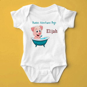 Bubbles Adventures Begin Custom Name Baby Bodysuit