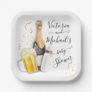 Bubbles and Beer Baby Shower Paper Plate