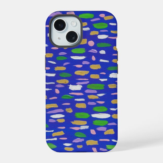 Bubbles and Blues iPhone 15 Case (Back)