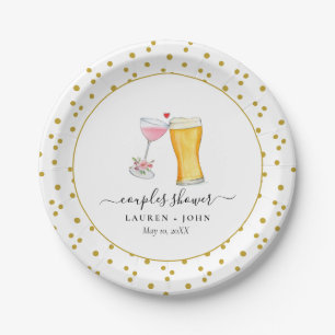 Bubbles and Brew Couples shower Paper Plate