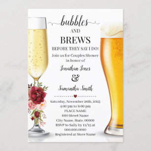 Bubbles and brews before I do couples shower Invitation