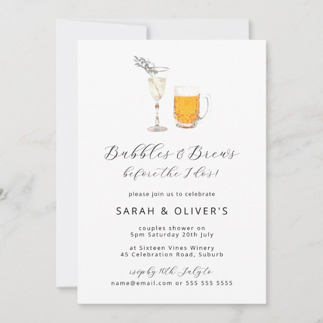 Bubbles and Brews Before the I do's Wedding Shower Invitation (Front)