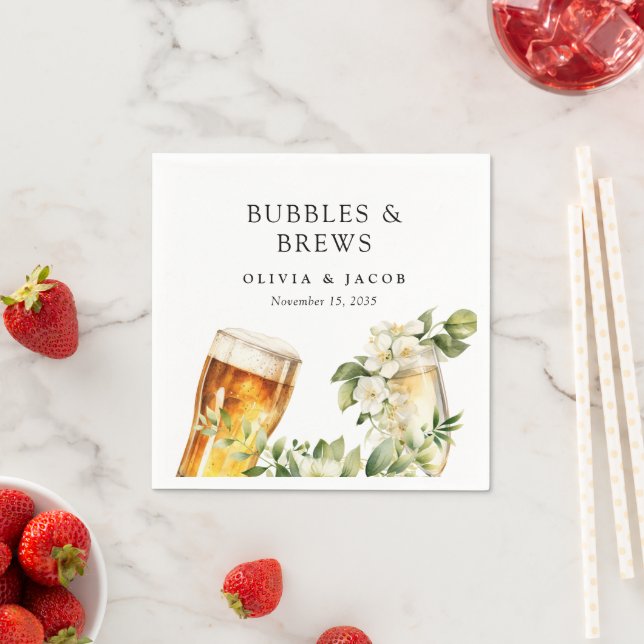 Bubbles and Brews Couples Shower Napkin (Insitu)