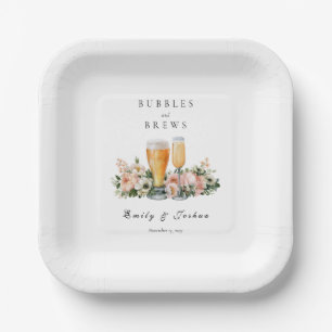 Bubbles and Brews Couples Shower Paper Plate