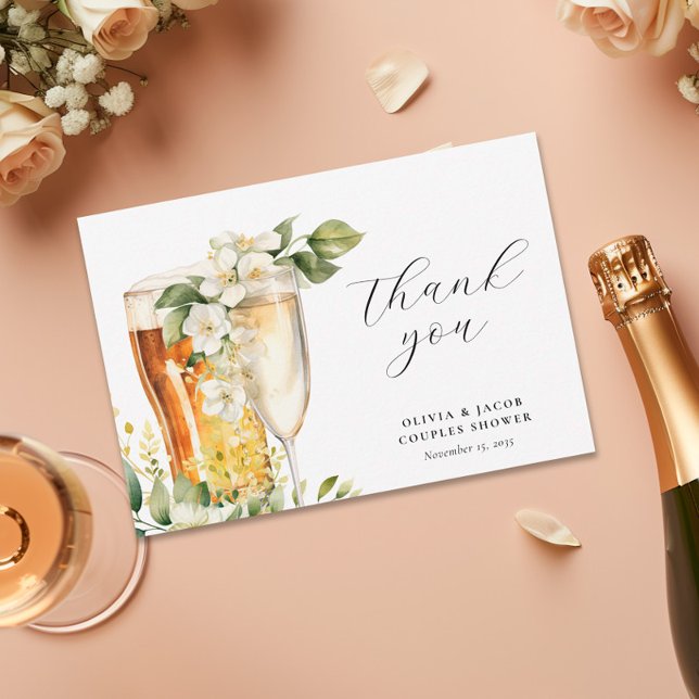 Bubbles and Brews Couples Shower Thank You Card (Creator Uploaded)
