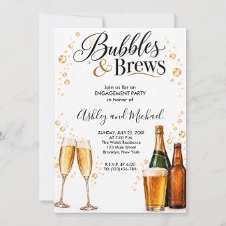 Bubbles and Brews Engagement Party Invitation