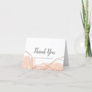 Bubbles and Brews Rose Gold Glitter Thank You Note Card